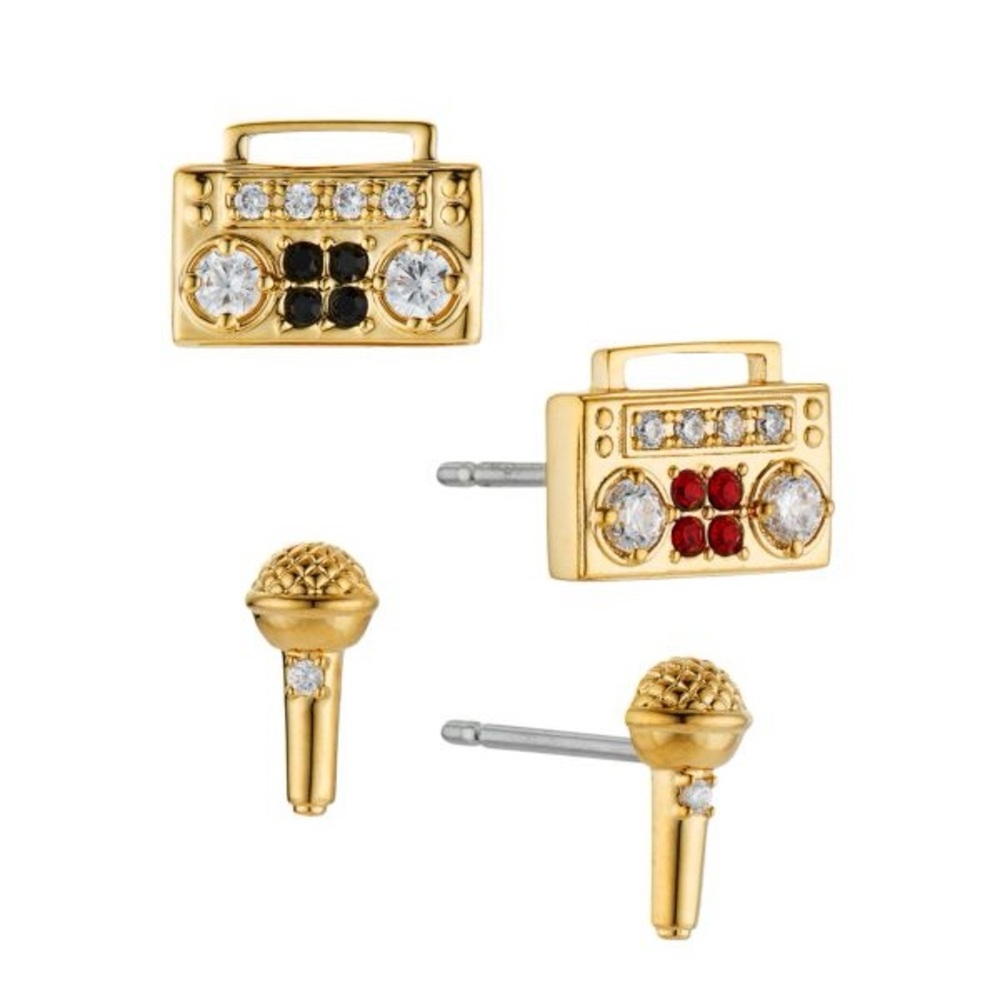 AJOA BY NADRI Set of 2 18K Goldplated, Crystal & Cubic Zirconia Karaoke Earrings